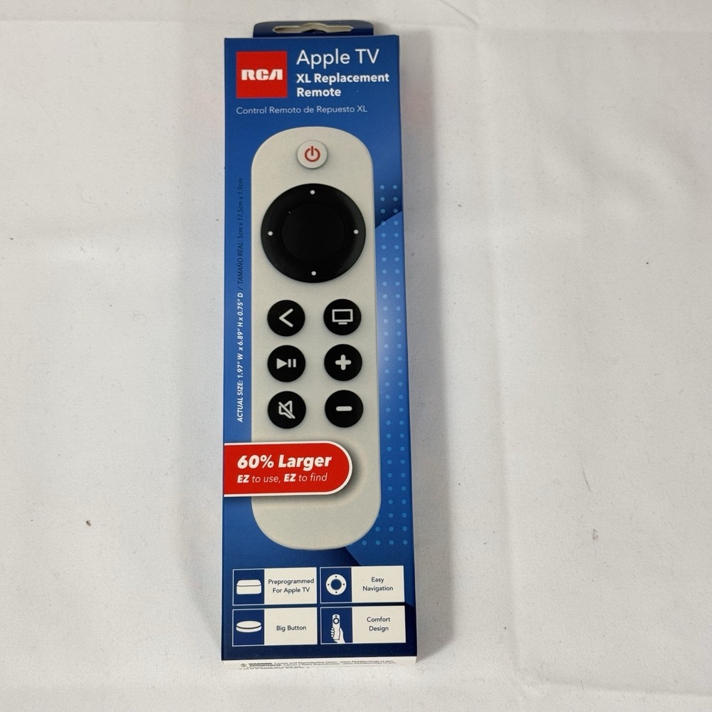 RCA APPLE TV Replacement Remote XL 60% Larger Easy To See Easy To Find